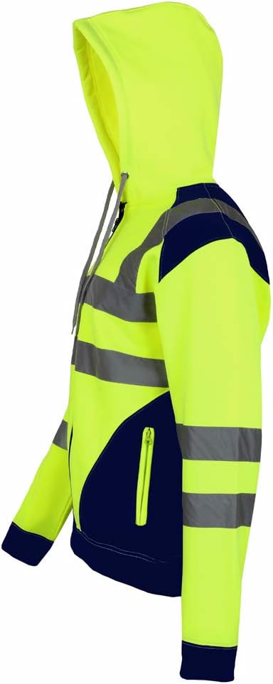 TanxWear Hi-Vis Zip-Up Safety Hoodie – Reflective, Warm Fleece Workwear