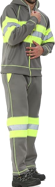 TanxWear Hi-Vis Grey Tracksuit for Men – Reflective, Lightweight Safety Workwear Set