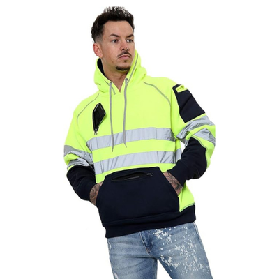 TanxWear Hi-Vis Fleece Safety Hoodie – Reflective, Warm & Multi-Pocket Workwear
