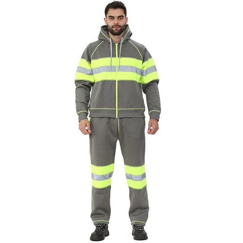 TanxWear Hi-Vis Grey Tracksuit for Men – Reflective, Lightweight Safety Workwear Set