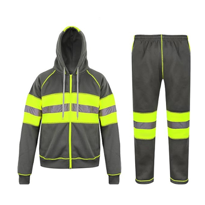 TanxWear Hi-Vis Grey Tracksuit for Men – Reflective, Lightweight Safety Workwear Set