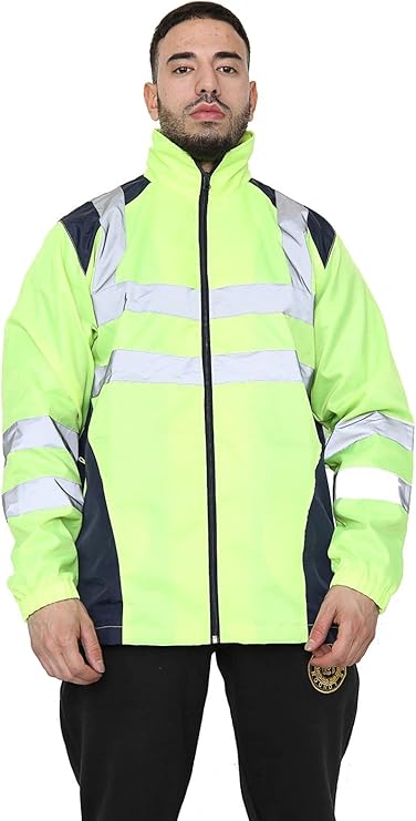 TanxWear Hi-Vis Waterproof Rain Jacket for Men – Reflective, Lightweight & Hooded Safety Workwear