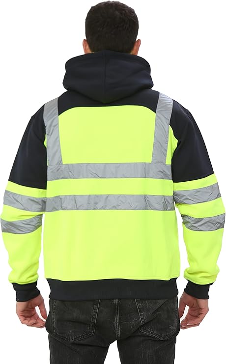 TanxWear Hi-Vis Fleece Hoodie with Tablet Pocket – Reflective, Safety Workwear