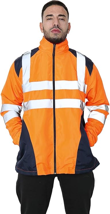 TanxWear Hi-Vis Waterproof Rain Jacket for Men – Reflective, Lightweight & Hooded Safety Workwear
