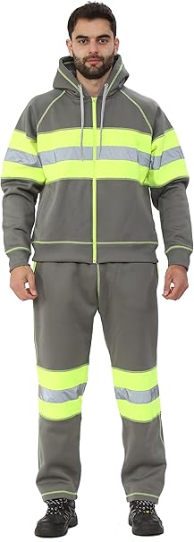 TanxWear Hi-Vis Grey Tracksuit for Men – Reflective, Lightweight Safety Workwear Set