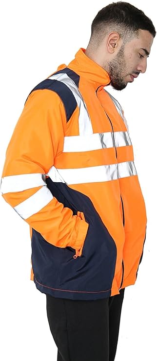 TanxWear Hi-Vis Waterproof Rain Jacket for Men – Reflective, Lightweight & Hooded Safety Workwear