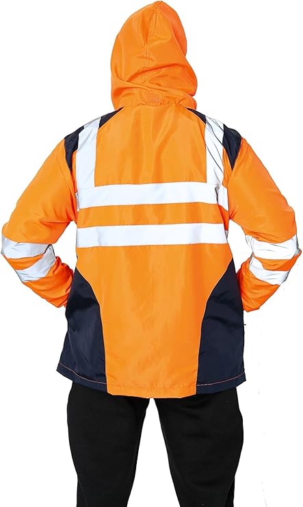 TanxWear Hi-Vis Waterproof Rain Jacket for Men – Reflective, Lightweight & Hooded Safety Workwear