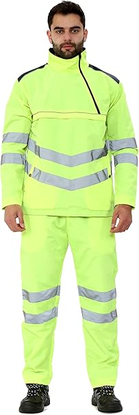 TanxWear Hi-Vis Waterproof Rain Tracksuit for Men – Reflective Safety Rainsuit with Hood