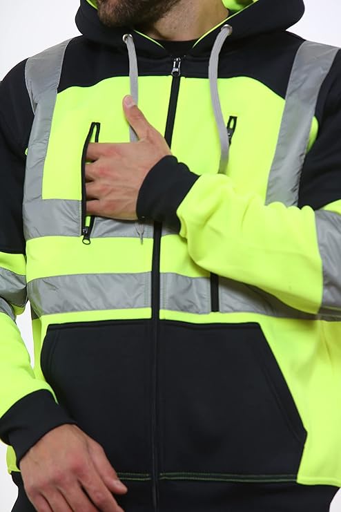 TanxWear Hi-Vis Fleece Hoodie with Tablet Pocket – Reflective, Safety Workwear