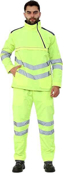 TanxWear Hi-Vis Waterproof Rain Tracksuit for Men – Reflective Safety Rainsuit with Hood