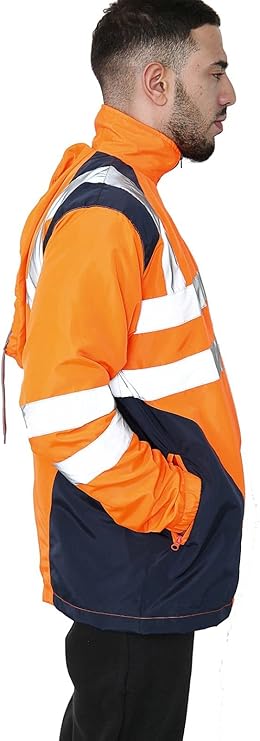 TanxWear Hi-Vis Waterproof Rain Jacket for Men – Reflective, Lightweight & Hooded Safety Workwear