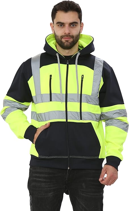TanxWear Hi-Vis Fleece Hoodie with Tablet Pocket – Reflective, Safety Workwear