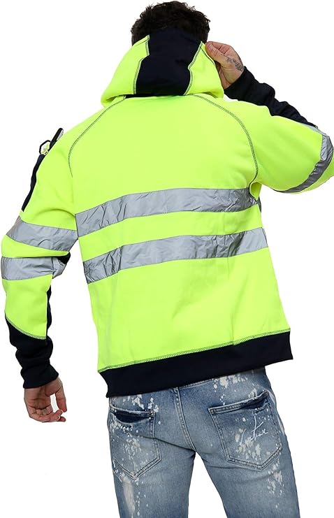 TanxWear Hi-Vis Fleece Safety Hoodie – Reflective, Warm & Multi-Pocket Workwear
