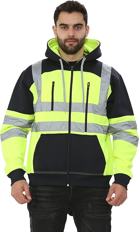 TanxWear Hi-Vis Fleece Hoodie with Tablet Pocket – Reflective, Safety Workwear