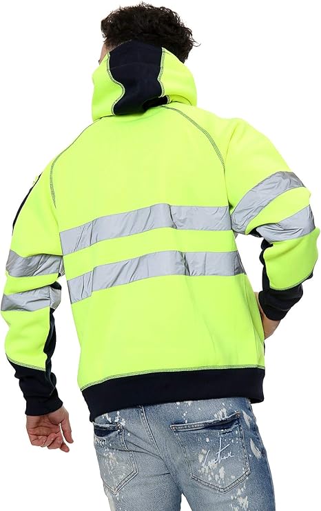 TanxWear Hi-Vis Fleece Safety Hoodie – Reflective, Warm & Multi-Pocket Workwear