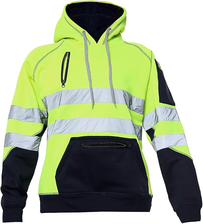 TanxWear Hi-Vis Fleece Safety Hoodie – Reflective, Warm & Multi-Pocket Workwear