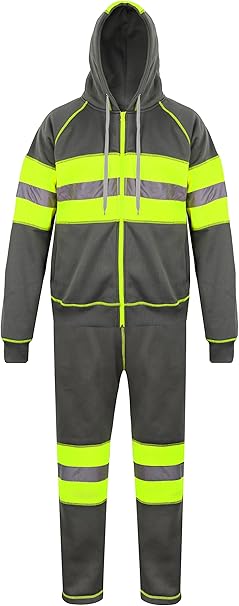 TanxWear Hi-Vis Grey Tracksuit for Men – Reflective, Lightweight Safety Workwear Set