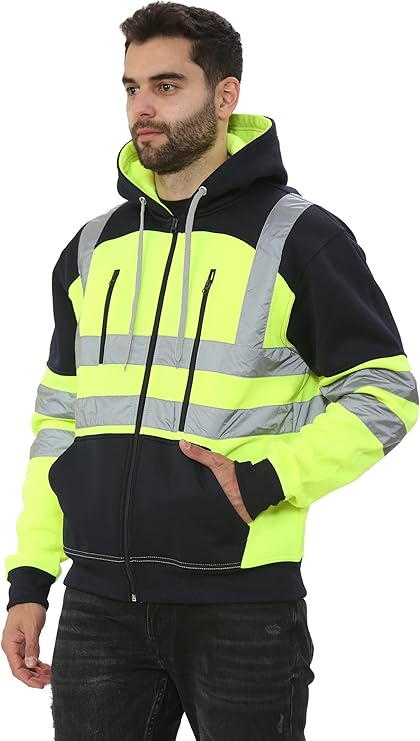 TanxWear Hi-Vis Fleece Hoodie with Tablet Pocket – Reflective, Safety Workwear