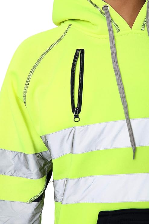 TanxWear Hi-Vis Fleece Safety Hoodie – Reflective, Warm & Multi-Pocket Workwear