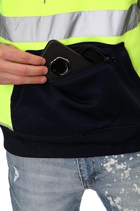 TanxWear Hi-Vis Fleece Safety Hoodie – Reflective, Warm & Multi-Pocket Workwear