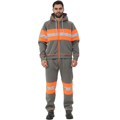 TanxWear Hi-Vis Grey Tracksuit for Men – Reflective, Lightweight Safety Workwear Set