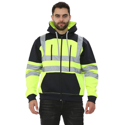 TanxWear Hi-Vis Fleece Hoodie with Tablet Pocket – Reflective, Safety Workwear