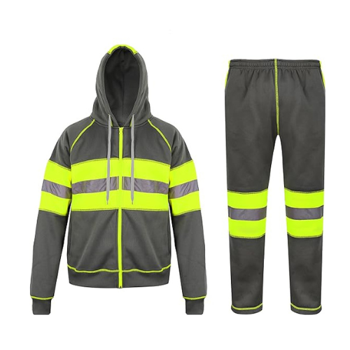 TanxWear Hi-Vis Grey Tracksuit for Men – Reflective, Lightweight Safety Workwear Set