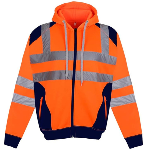 TanxWear Hi-Vis Zip-Up Safety Hoodie – Reflective, Warm Fleece Workwear