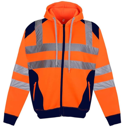 TanxWear Hi-Vis Zip-Up Safety Hoodie – Reflective, Warm Fleece Workwear