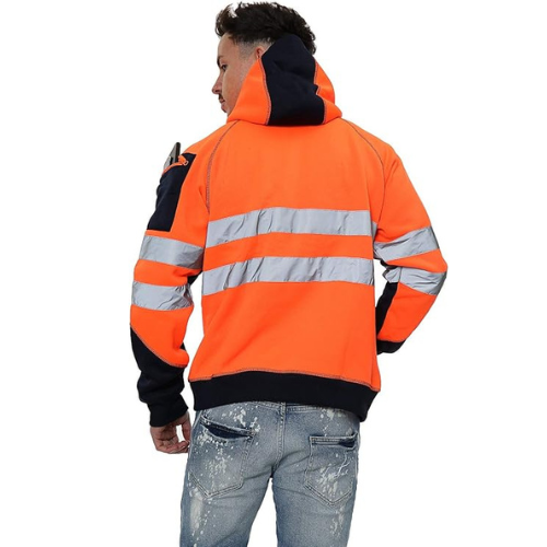 TanxWear Hi-Vis Fleece Safety Hoodie – Reflective, Warm & Multi-Pocket Workwear