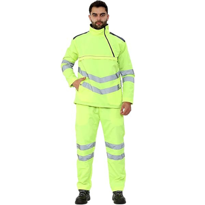 TanxWear Hi-Vis Waterproof Rain Tracksuit for Men – Reflective Safety Rainsuit with Hood