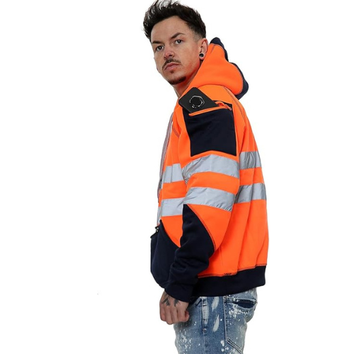 TanxWear Hi-Vis Fleece Safety Hoodie – Reflective, Warm & Multi-Pocket Workwear
