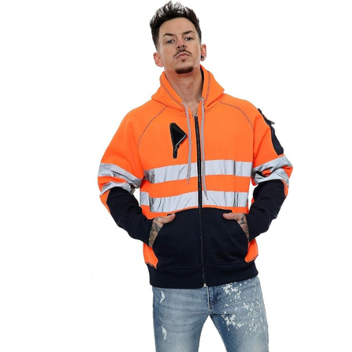 TanxWear Hi-Vis Fleece Safety Hoodie – Reflective, Warm & Multi-Pocket Workwear
