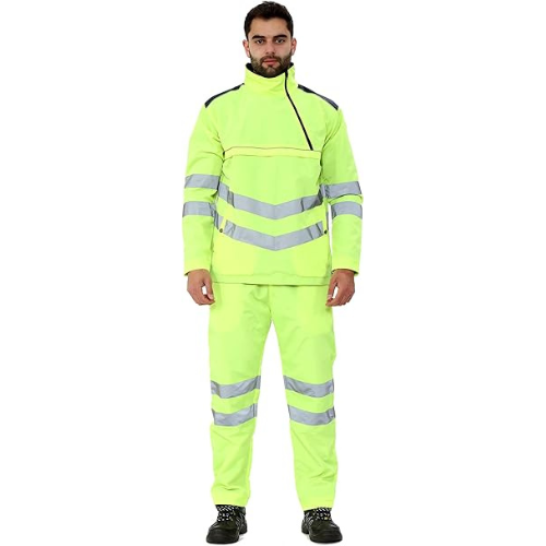 TanxWear Hi-Vis Waterproof Rain Tracksuit for Men – Reflective Safety Rainsuit with Hood